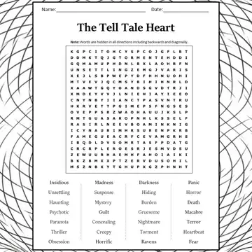 The Tell Tale Heart Word Search Puzzle Worksheet Activity PDF thumbnail 1